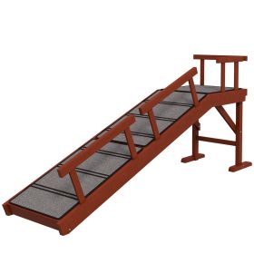 Wooden Dog Ramp with Removable Guardrails, Non-Slip Surface, 60" Long, Brown